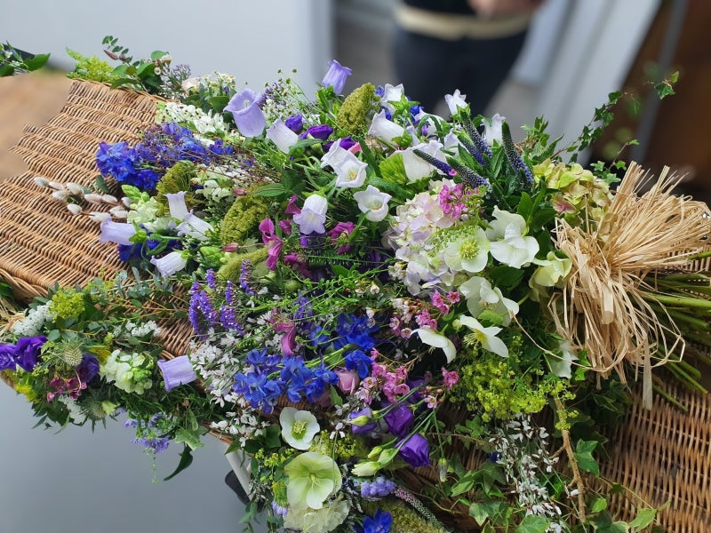 Wicker Coffin Flowers